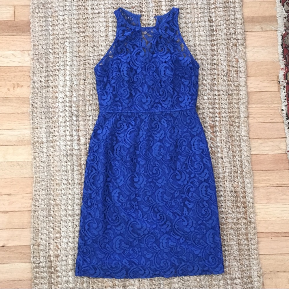 J Crew Pamela Dress in Leavers Lace Blue 2